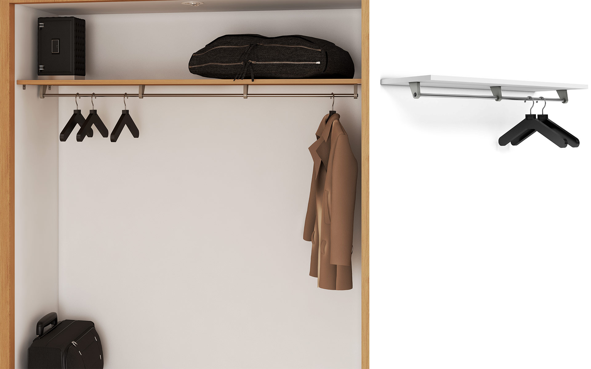 Under-shelf Closet Hanger Rods 